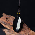 Fortune Jewel Natural Black Obsidian Amphioxus Strength Necklace Pendant