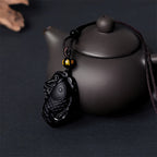 Fortune Jewel Natural Black Obsidian Amphioxus Strength Necklace Pendant