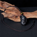 Fortune Jewel Natural Black Obsidian Amphioxus Strength Necklace Pendant