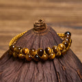 Fortune Jewel Natural Tiger Eye Cinnabar Hand-woven Double Row Beads Protection Bracelet