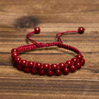 Fortune Jewel Natural Tiger Eye Cinnabar Hand-woven Double Row Beads Protection Bracelet