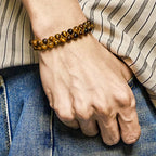 Fortune Jewel Natural Tiger Eye Cinnabar Hand-woven Double Row Beads Protection Bracelet