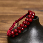 Fortune Jewel Natural Tiger Eye Cinnabar Hand-woven Double Row Beads Protection Bracelet