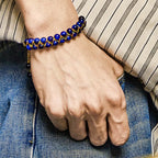 Fortune Jewel Natural Blue Tiger Eye Hand-woven Colored Rope Double Row Beads Balance Bracelet