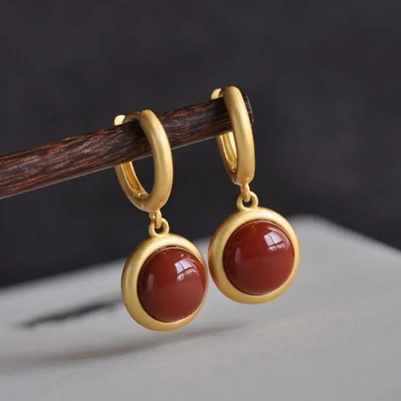Fortune Jewel 925 Sterling Silver White Jade Agate Prosperity Earrings Fortune Jewel