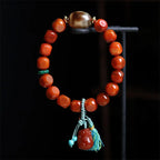 Fortune Jewel Natural South Red Agate Pixiu Dzi Bead Fortune Luck Bracelet Fortune Jewel