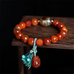 Fortune Jewel Natural South Red Agate Pixiu Dzi Bead Fortune Luck Bracelet Fortune Jewel