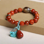 Fortune Jewel Natural South Red Agate Pixiu Dzi Bead Fortune Luck Bracelet Fortune Jewel