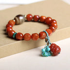 Fortune Jewel Natural South Red Agate Pixiu Dzi Bead Fortune Luck Bracelet Fortune Jewel