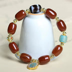 Fortune Jewel Natural South Red Agate Bagua Dzi Bead Power Bracelet Fortune Jewel