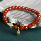 Fortune Jewel Natural South Red Agate Hetian Jade Gourd Positive Bracelet Fortune Jewel