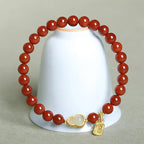 Fortune Jewel Natural South Red Agate Hetian Jade Gourd Positive Bracelet Fortune Jewel