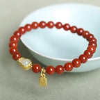 Fortune Jewel Natural South Red Agate Hetian Jade Gourd Positive Bracelet Fortune Jewel