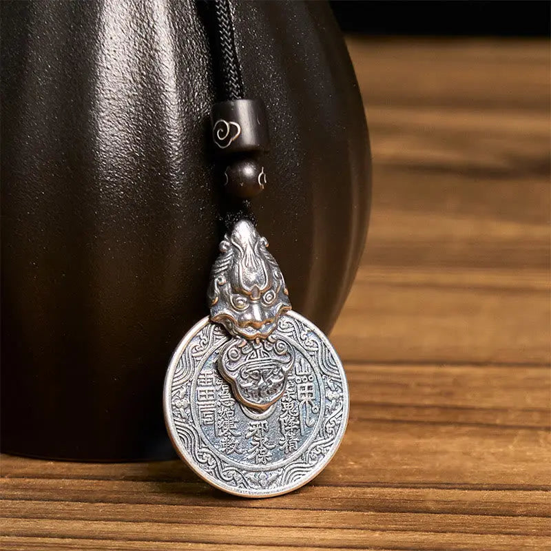Fortune Jewel Mountain Ghosts Spend Money Bagua Design Copper Pixiu Harmony Necklace Pendant Fortune Jewel