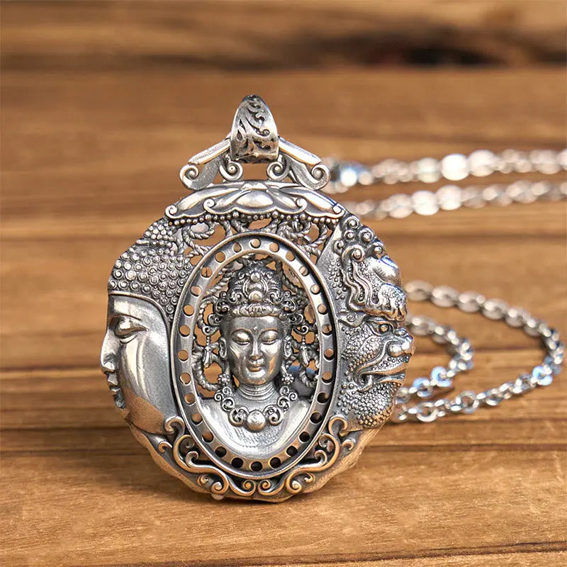 Fortune Jewel Copper Buddha Devil Pattern Serenity Pendant Necklace Fortune Jewel