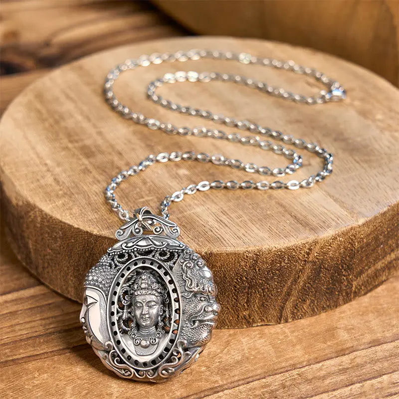 Fortune Jewel Copper Buddha Devil Pattern Serenity Pendant Necklace Fortune Jewel
