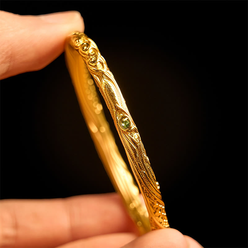 Fortune Jewel Hollow Universe Circle Design Copper Plated Gold Wealth Bracelet Bangle