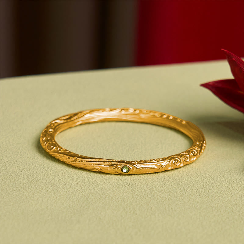 Fortune Jewel Hollow Universe Circle Design Copper Plated Gold Wealth Bracelet Bangle