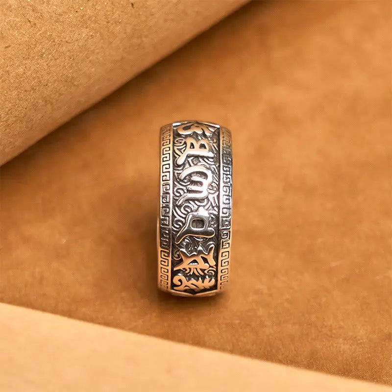 Fortune Jewel Om Mani Padme Hum Copper Adjustable Wealth Ring Fortune Jewel