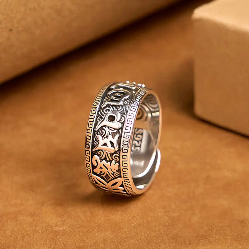 Fortune Jewel Om Mani Padme Hum Copper Adjustable Wealth Ring Fortune Jewel