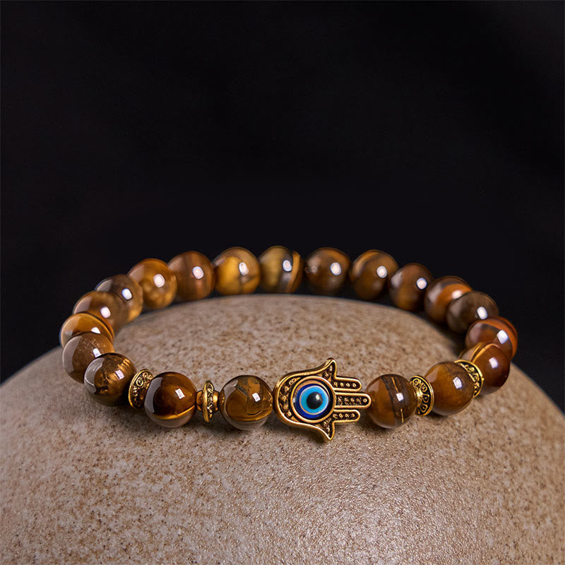 Buddha Stones Tiger Eye Beads Evil Eye Courage Bracelet