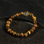 Buddha Stones Tiger Eye Beads Evil Eye Courage Bracelet