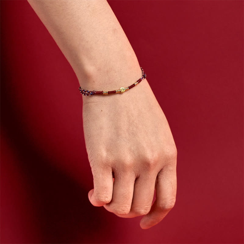 Fortune Jewel Handmade Braided Red String Copper Coins Luck Bracelet Fortune Jewel