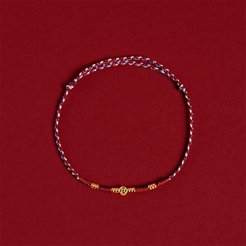 Fortune Jewel Handmade Braided Red String Copper Coins Luck Bracelet Fortune Jewel