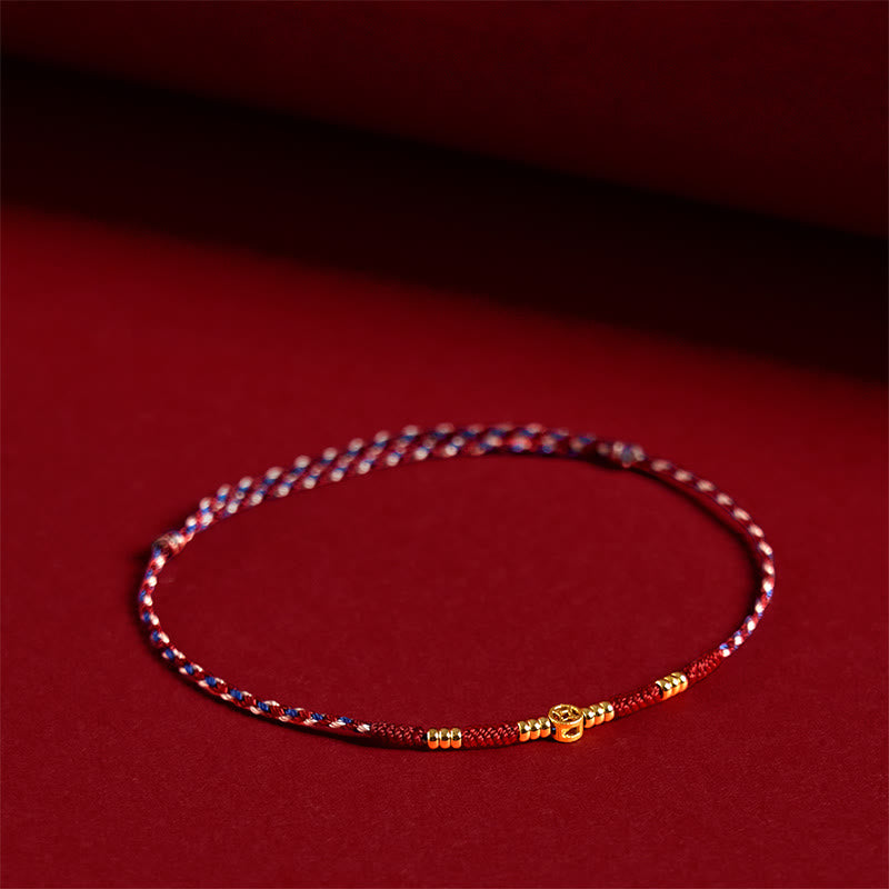 Fortune Jewel Handmade Braided Red String Copper Coins Luck Bracelet Fortune Jewel