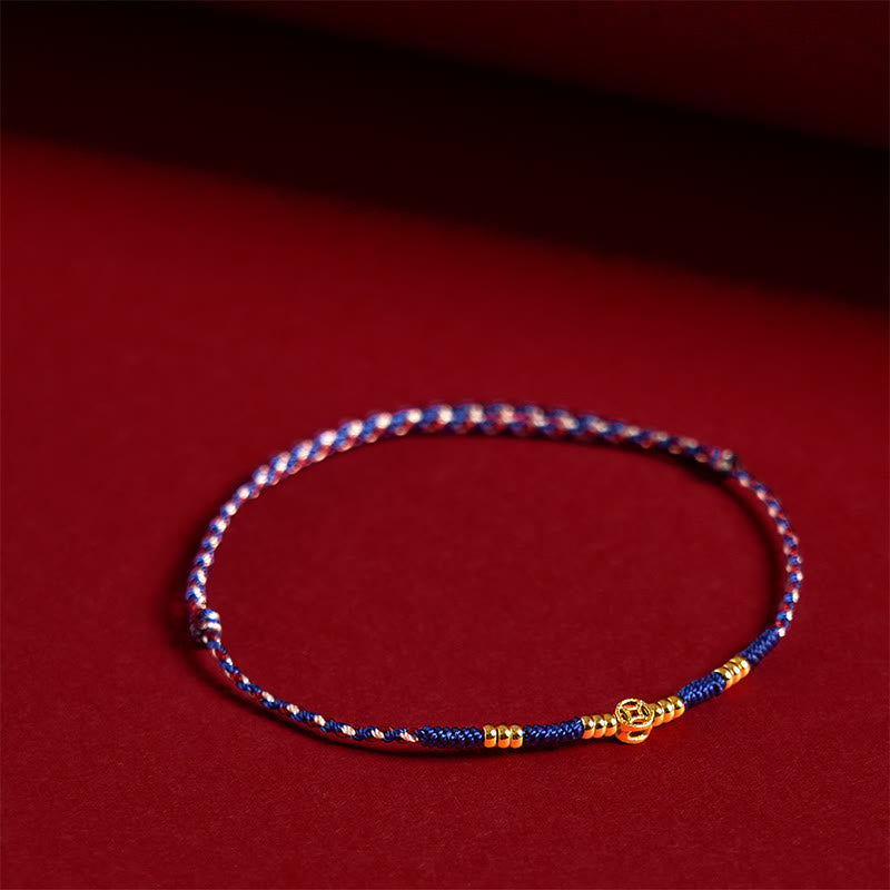 Fortune Jewel Handmade Braided Red String Copper Coins Luck Bracelet Fortune Jewel