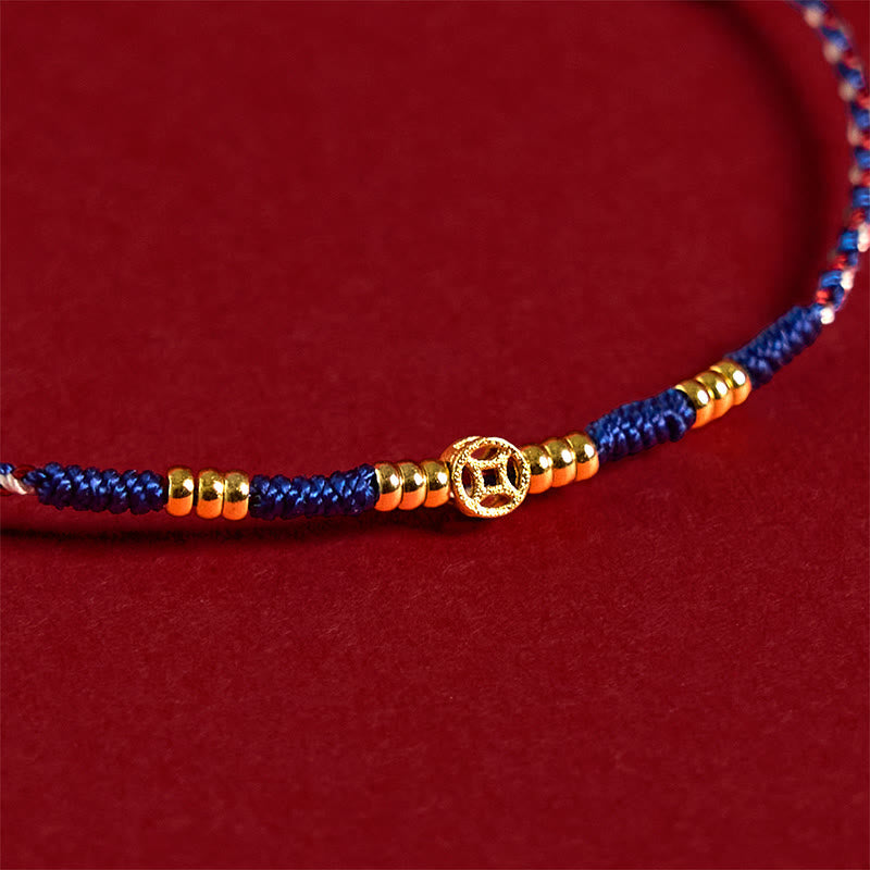 Fortune Jewel Handmade Braided Red String Copper Coins Luck Bracelet Fortune Jewel