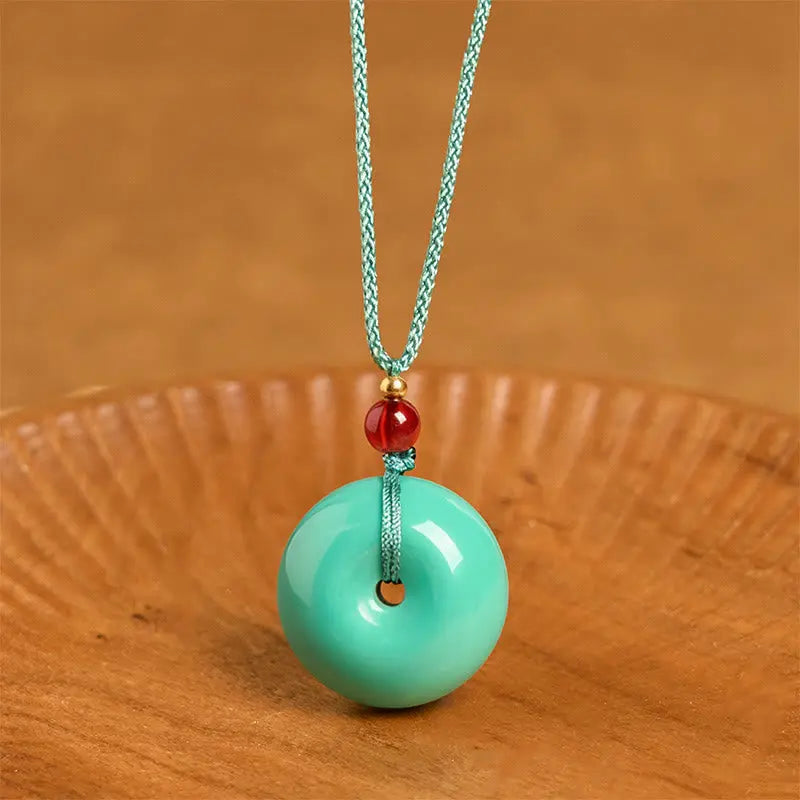 Fortune Jewel Turquoise Peace Buckle Rope Balance Necklace Pendant Fortune Jewel