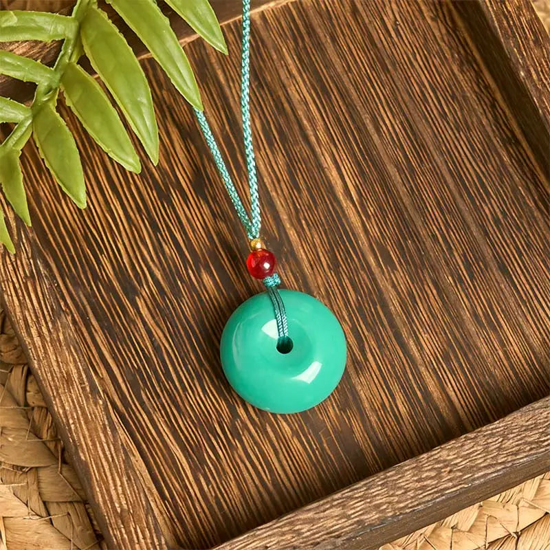 Fortune Jewel Turquoise Peace Buckle Rope Balance Necklace Pendant Fortune Jewel