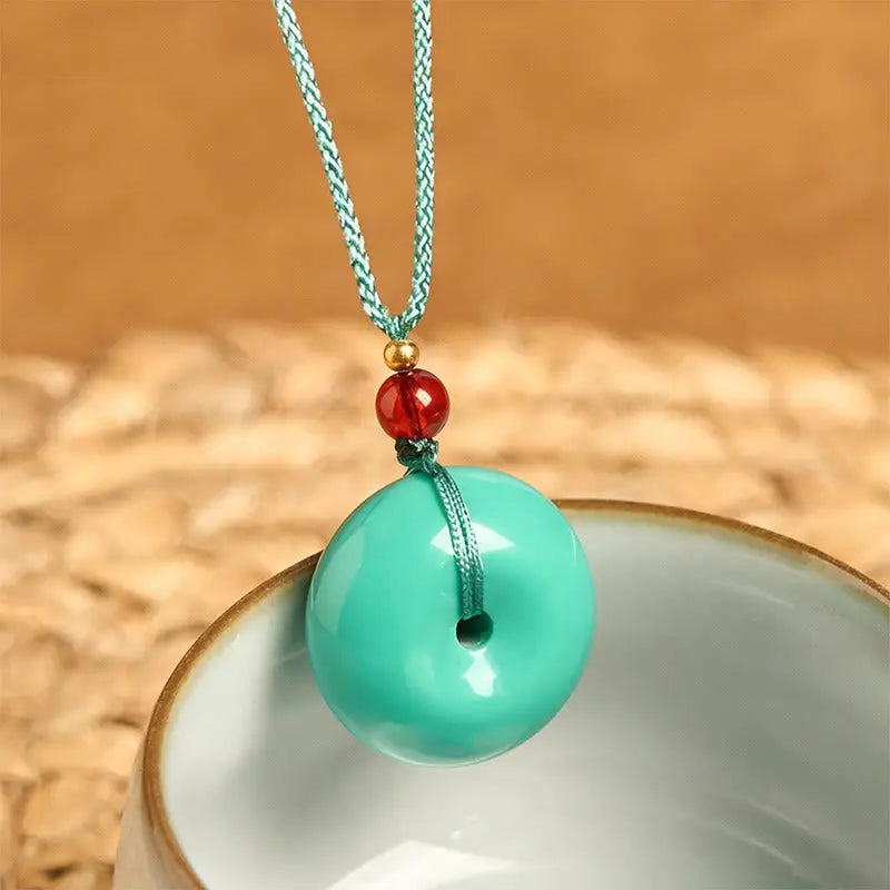 Fortune Jewel Turquoise Peace Buckle Rope Balance Necklace Pendant Fortune Jewel
