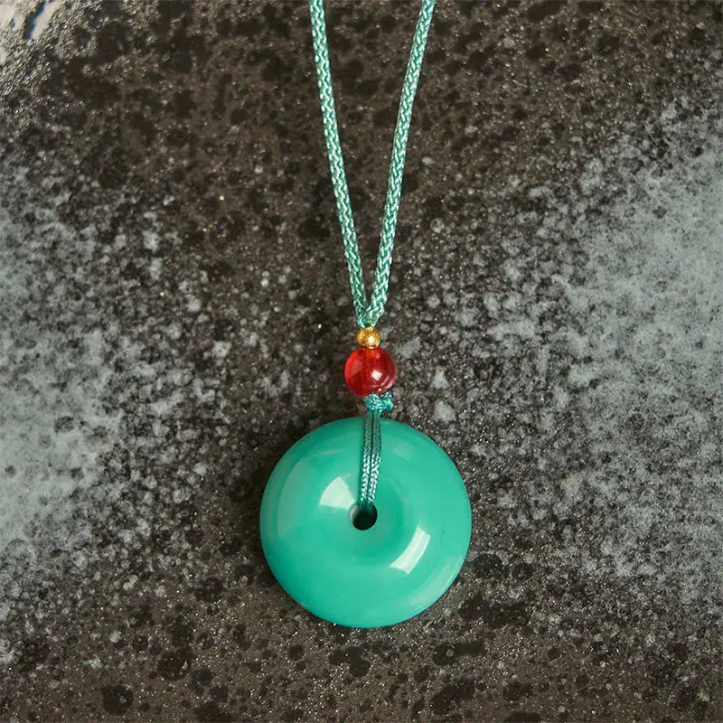 Fortune Jewel Turquoise Peace Buckle Rope Balance Necklace Pendant Fortune Jewel
