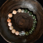 Fortune Jewel Natural Green Rutilated Quartz Super Seven Crystal Wealth Bracelet