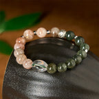 Fortune Jewel Natural Green Rutilated Quartz Super Seven Crystal Wealth Bracelet