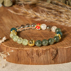 Fortune Jewel Natural Green Phantom White Crystal Jade Beads Lucky Bracelet