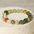 Fortune Jewel Natural Green Phantom White Crystal Jade Beads Lucky Bracelet