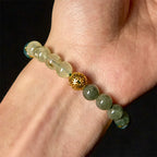 Fortune Jewel Natural Green Phantom White Crystal Jade Beads Lucky Bracelet