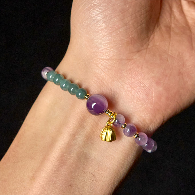 Fortune Jewel Natural Lotus Amethyst Jade Balance Bracelet