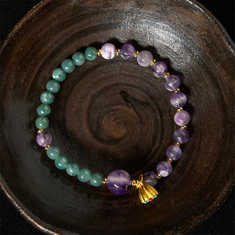 Fortune Jewel Natural Lotus Amethyst Jade Balance Bracelet