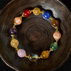 Fortune Jewel Natural Dunhuang Colorful Beads Amethyst Lazurite Balance Bracelet