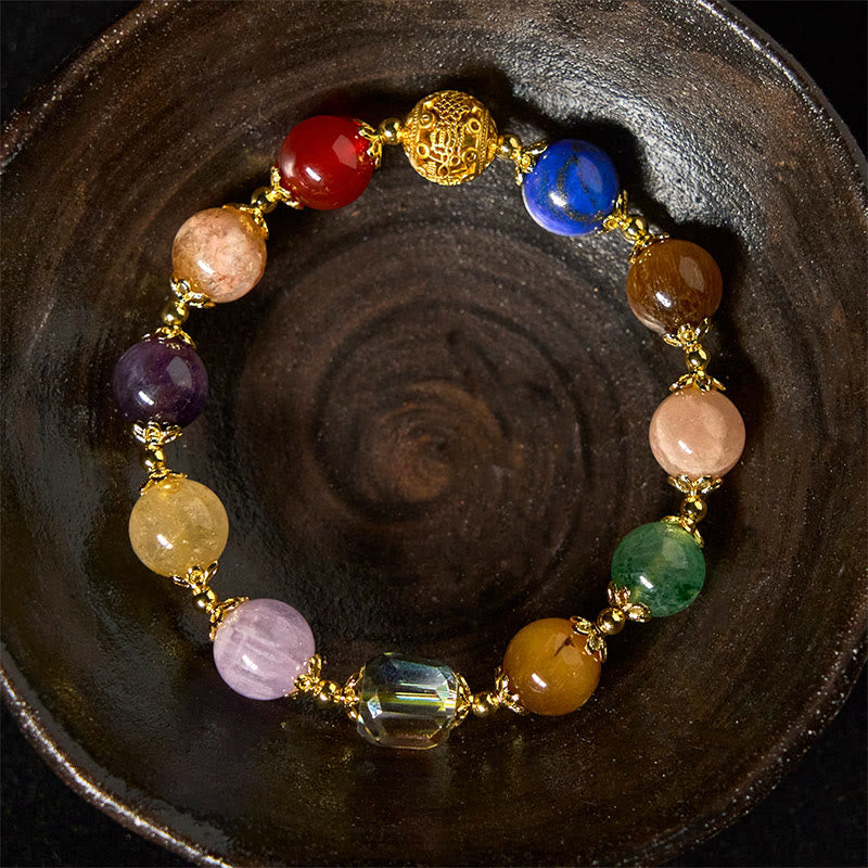 Fortune Jewel Natural Dunhuang Colorful Beads Amethyst Lazurite Balance Bracelet
