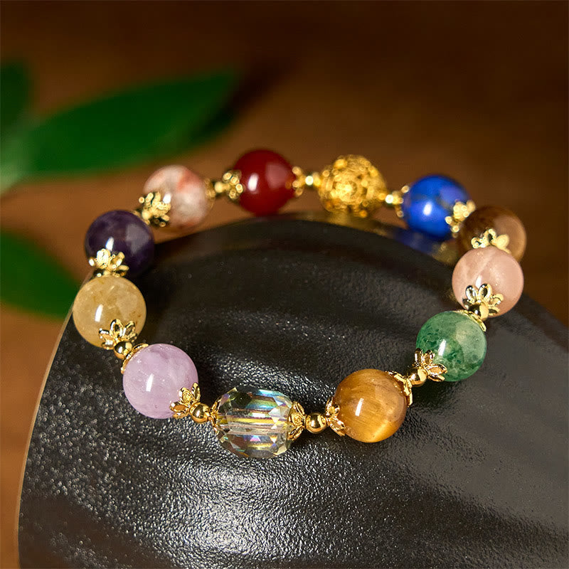 Fortune Jewel Natural Dunhuang Colorful Beads Amethyst Lazurite Balance Bracelet