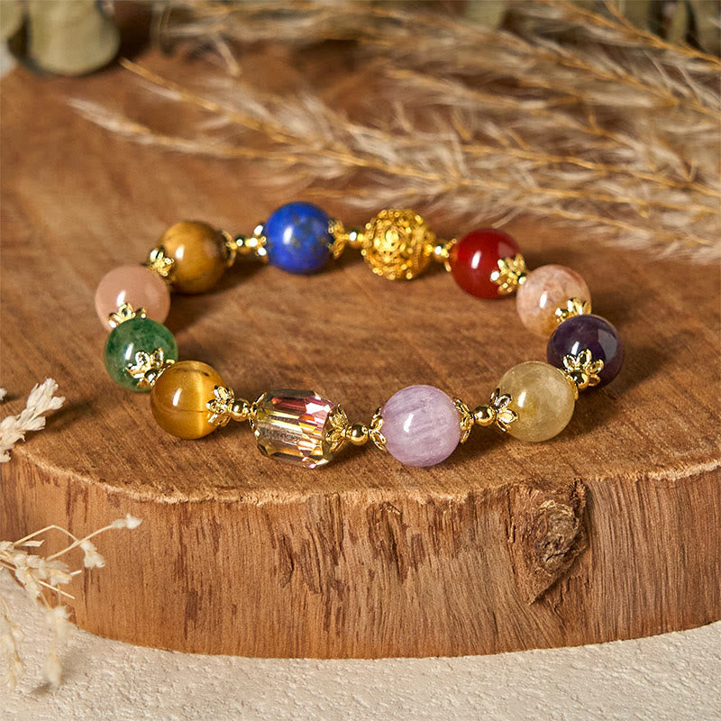 Fortune Jewel Natural Dunhuang Colorful Beads Amethyst Lazurite Balance Bracelet