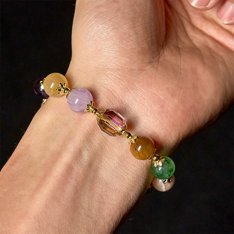Fortune Jewel Natural Dunhuang Colorful Beads Amethyst Lazurite Balance Bracelet