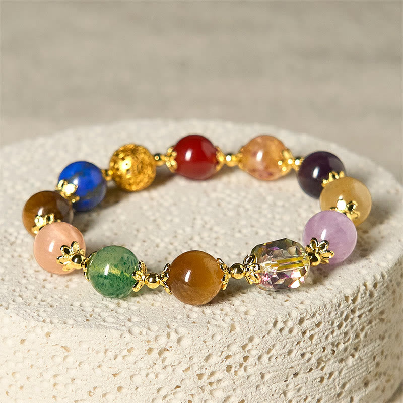Fortune Jewel Natural Dunhuang Colorful Beads Amethyst Lazurite Balance Bracelet