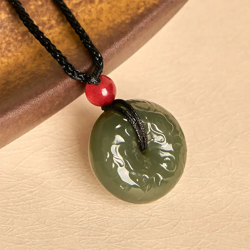 Fortune Jewel "Wishing You Peace and Safety" Peace Buckle Jade Necklace Includes Gift Message Card Fortune Jewel