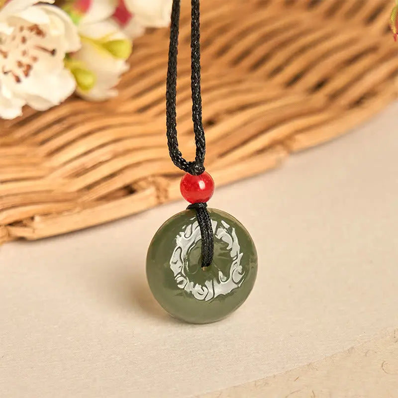 Fortune Jewel "Wishing You Peace and Safety" Peace Buckle Jade Necklace Includes Gift Message Card Fortune Jewel